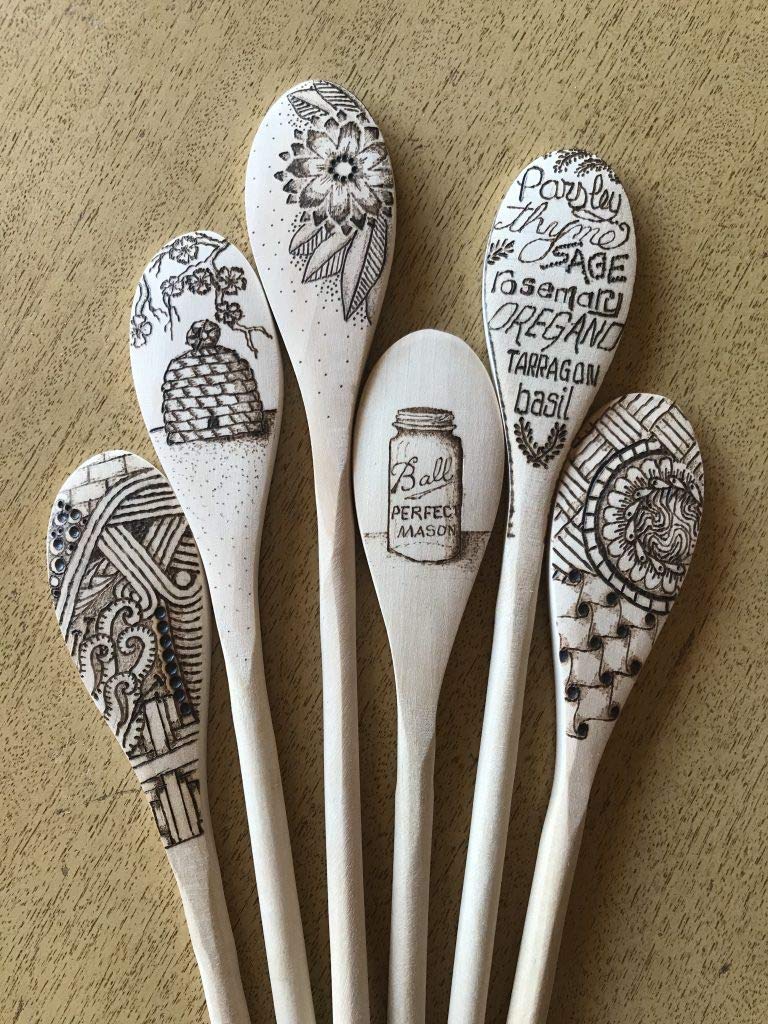 Roundsquare Kitchen Wooden Spoons Mixing Baking Serving Utensils Puppets 12 inch - Set of 24 ROUNDSQUARE - Image 4